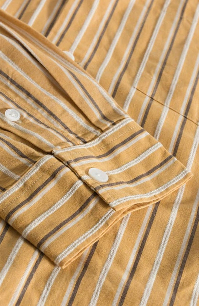 Shop Wood Wood Jason Dobby Stripe Organic Cotton Button-up Shirt In Ochre