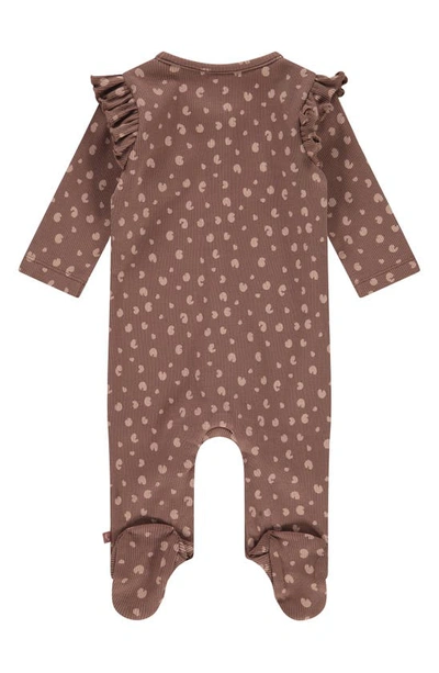 Shop Babyface Print Long Ruffle Sleeve Footie In Pink Clay