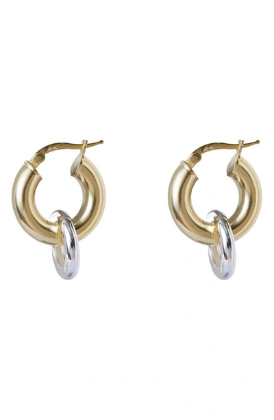 Shop Argento Vivo Sterling Silver Two-tone Double Hoop Earrings In Gold