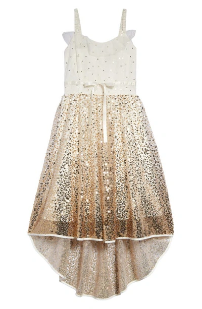 Shop Marchesa Kids' Sequin High-low Party Dress In Champagne