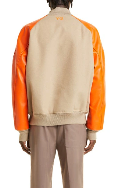 Shop Y-3 Classic Varsity Bomber Jacket In Tech Earth F16/ Orange