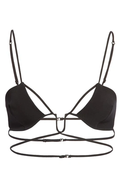 Shop Nensi Dojaka Angular Strappy Underwire Bra In Black