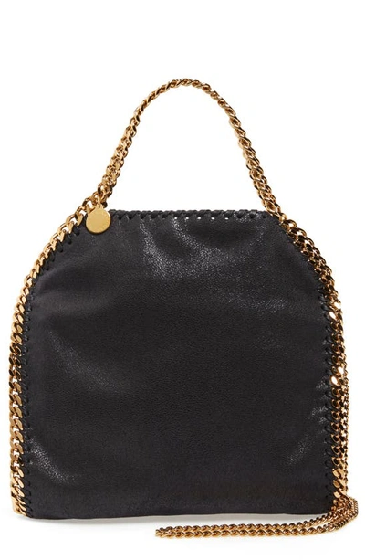 Shop Stella Mccartney Mini Falabella Faux Leather Tote In Black W/ Gold