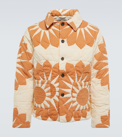 Shop Bode Grand Daisy Quilted Cotton Jacket In Orange Multi