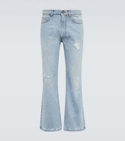 Shop Erl Deconstructed Flared Jeans In Blue