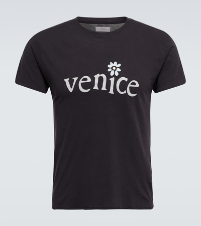 Shop Erl Venice Printed Cotton T-shirt In Black