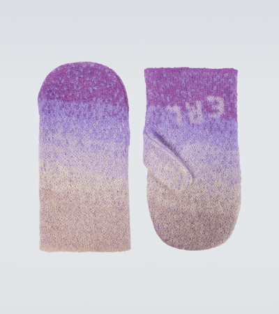 Shop Erl Gradient Wool-blend Mittens In Purple