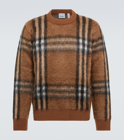 Shop Burberry Vintage Check Wool-blend Sweater In Dark Birch Brown