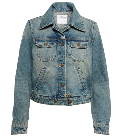 Shop Courrèges Denim Jacket In Dirty Medium Blue