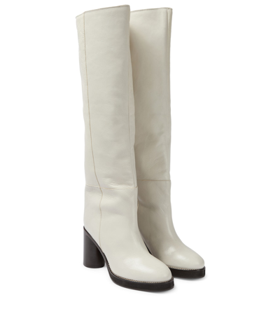 Shop Isabel Marant Lelia Leather Knee-high Boots In White