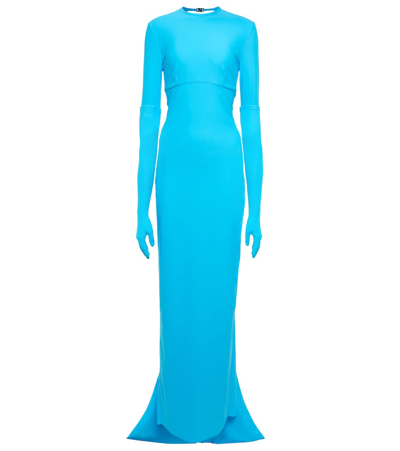 Shop Balenciaga Swimsuit Cutout Gown In Azure