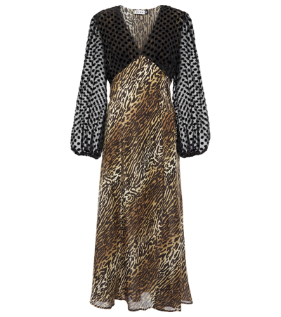 Shop Rixo London Melanie Leopard-print Silk Midi Dress In Leopard Spot Mix