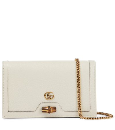 Shop Gucci Diana Mini Leather Shoulder Bag In White