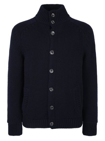 Shop Herno Wool Cardigan In Blue