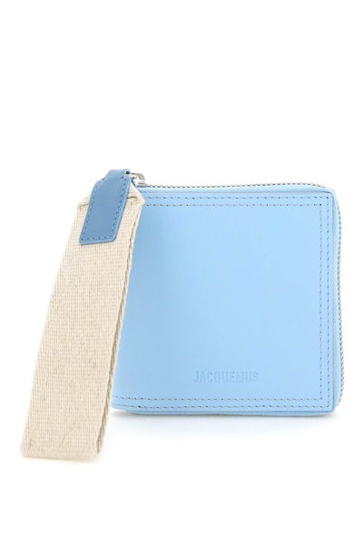 Le Carre Rond Wristlet Leather Wallet in Green - Jacquemus