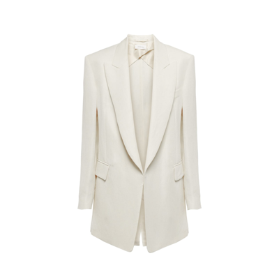 Shop Sportmax Rieti Linen-blend Blazer In White