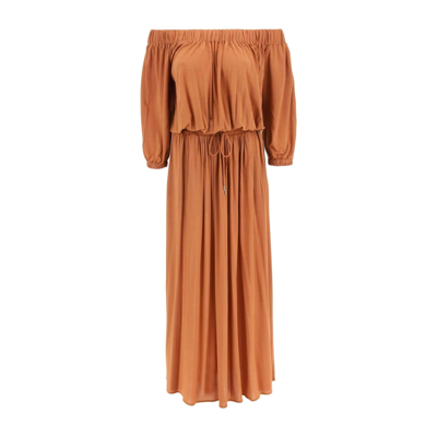 Shop Max Mara Ghiglia Jersey Dress In Brown