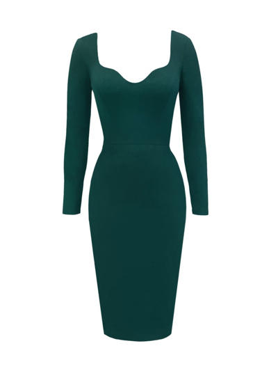 Shop Dress The Population Women's Sonia Fitted Midi-dress In Pine