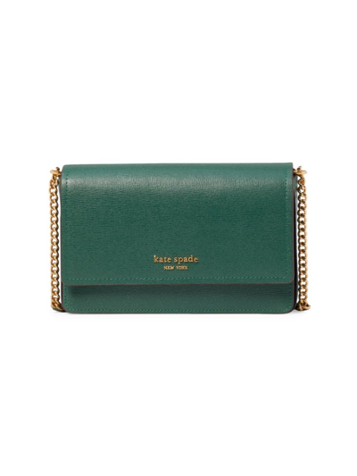 Shop Kate Spade Women's Morgan Saffiano Leather Flap Chain Wallet In Arugula