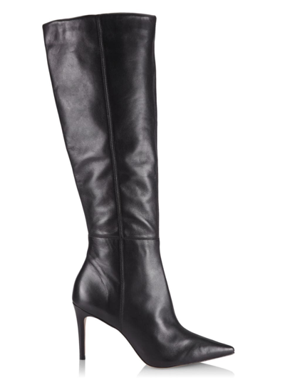 Shop Saks Fifth Avenue Women's Collection Leather Knee-length Boots In Black