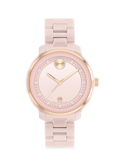 Shop Movado Women's Bold Verso Rose Goldtone & Ceramic Watch In Pink