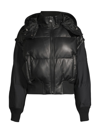 Shop Moose Knuckles Women's Halsey Leather Jacket In Black