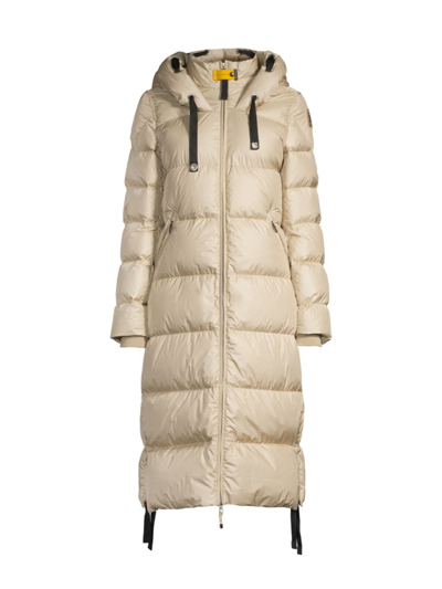 Shop Parajumpers Women's Panda Quilted Nylon Hooded Down Jacket In Tapioca