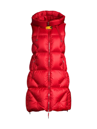 Shop Parajumpers Women's Zuly Quilted Nylon Hooded Vest In Unique Red