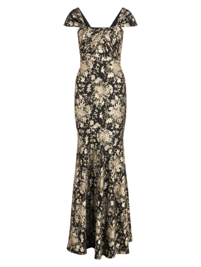 Shop Theia Women's Zenia Floral Fit & Flare Gown In Narcissus Vines
