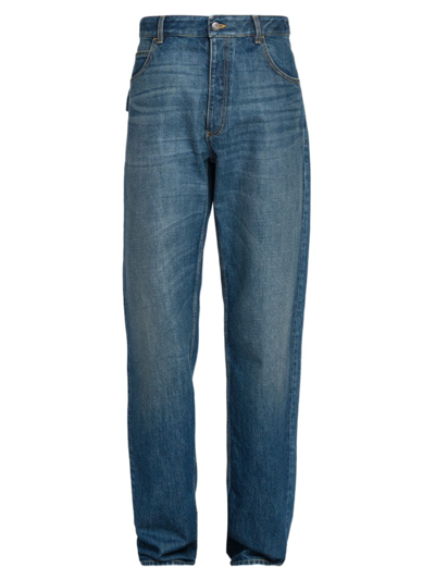 Shop Bottega Veneta Men's Straight-leg Jeans In Mid Blue