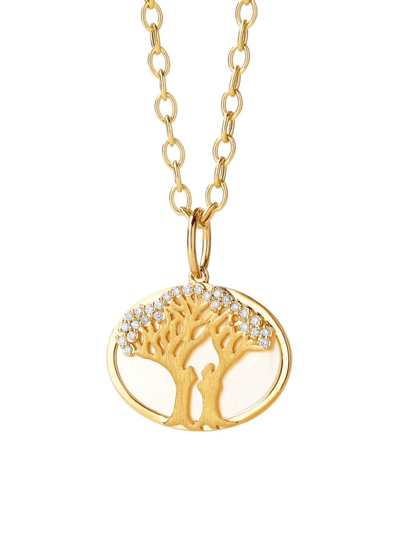 Shop Syna Women's Jardin 18k Yellow Gold, Mother Of Pearl, & 0.1 Tcw Diamond Flowering Tree Pendant Necklace