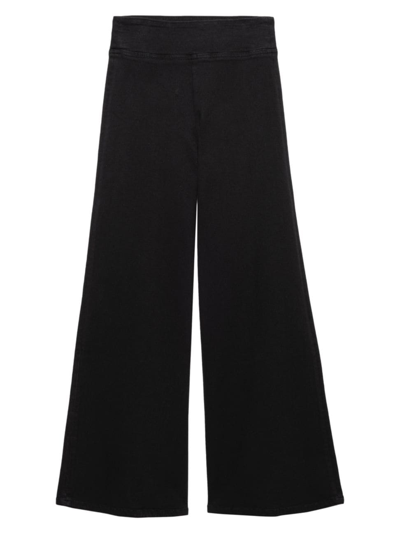 Shop Frame Women's Jet Set Wide-leg Pants In Sheen Noir