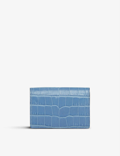 Shop Smythson Nile Blue Mara Snap-closure Leather Card Case