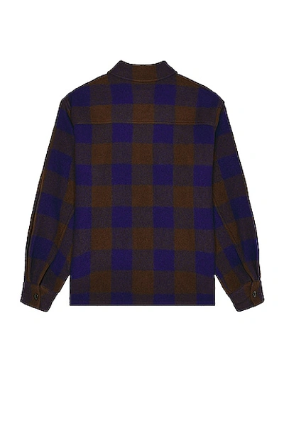 Shop Lemaire Pyjama Shirt In Brown,electric Blue