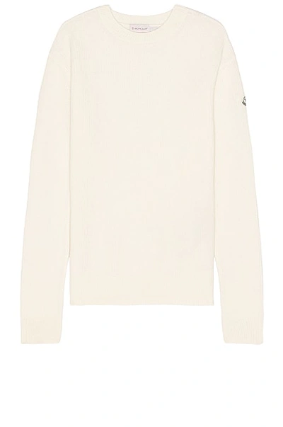Shop Moncler Crewneck Sweater In White