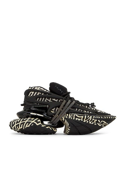 Shop Balmain Unicorn Monogram Sneaker In Ivoire & Noir