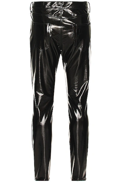 Shop Saint Laurent Skinny 5 Pocket Cropped Pant In Shiny Black