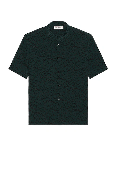 Shop Saint Laurent Button Down Shirt In Vert Noir
