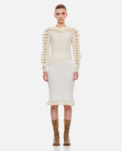 Shop Liya Knitted Midi Skirt In White