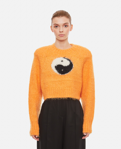 Rotate Birger Christensen Ying Yang Mohair-blend Sweater In Orange