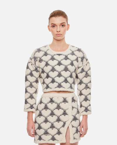 Shop Marco Rambaldi Floating Heart Knitted Sweater In White
