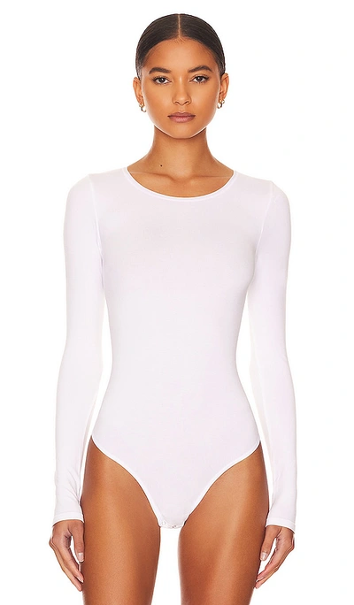 Shop Yummie Longsleeve Thong Bodysuit In White