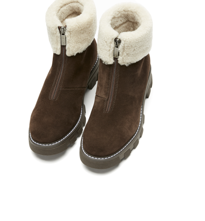 Shop La Canadienne Abba X You Shearling Lined Bootie In Brunette Suede
