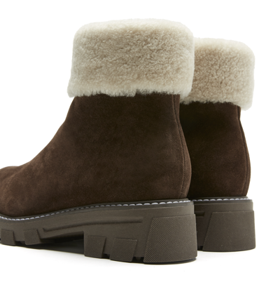 Shop La Canadienne Abba X You Shearling Lined Bootie In Brunette Suede