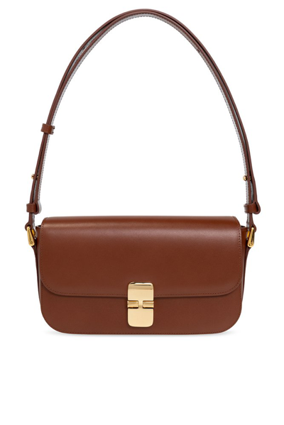 Shop Apc A.p.c. Grace Baguette Shoulder Bag In Brown