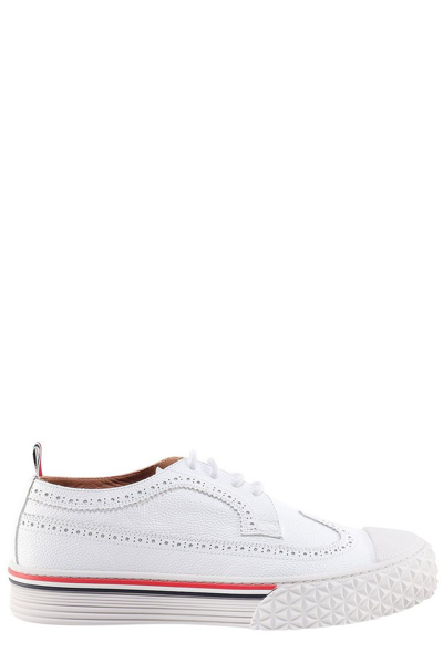 Shop Thom Browne Longwing Brogue Low In White