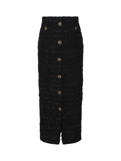 Shop Balenciaga Buttoned Tweed Skirt In Black