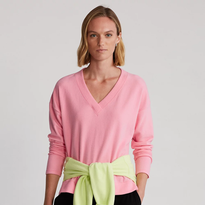 Shop Rlx Golf Jersey V-neck Pullover In Neon Pink