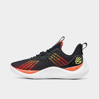 Shop Under Armour Curry Flow 10 Basketball Shoes In Black/after Burn/yellow Ray