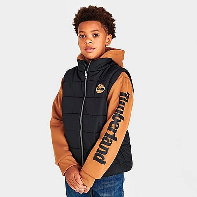 Timberland Kids' Boys' Full-zip Hooded Hybrid Jacket In Black | ModeSens